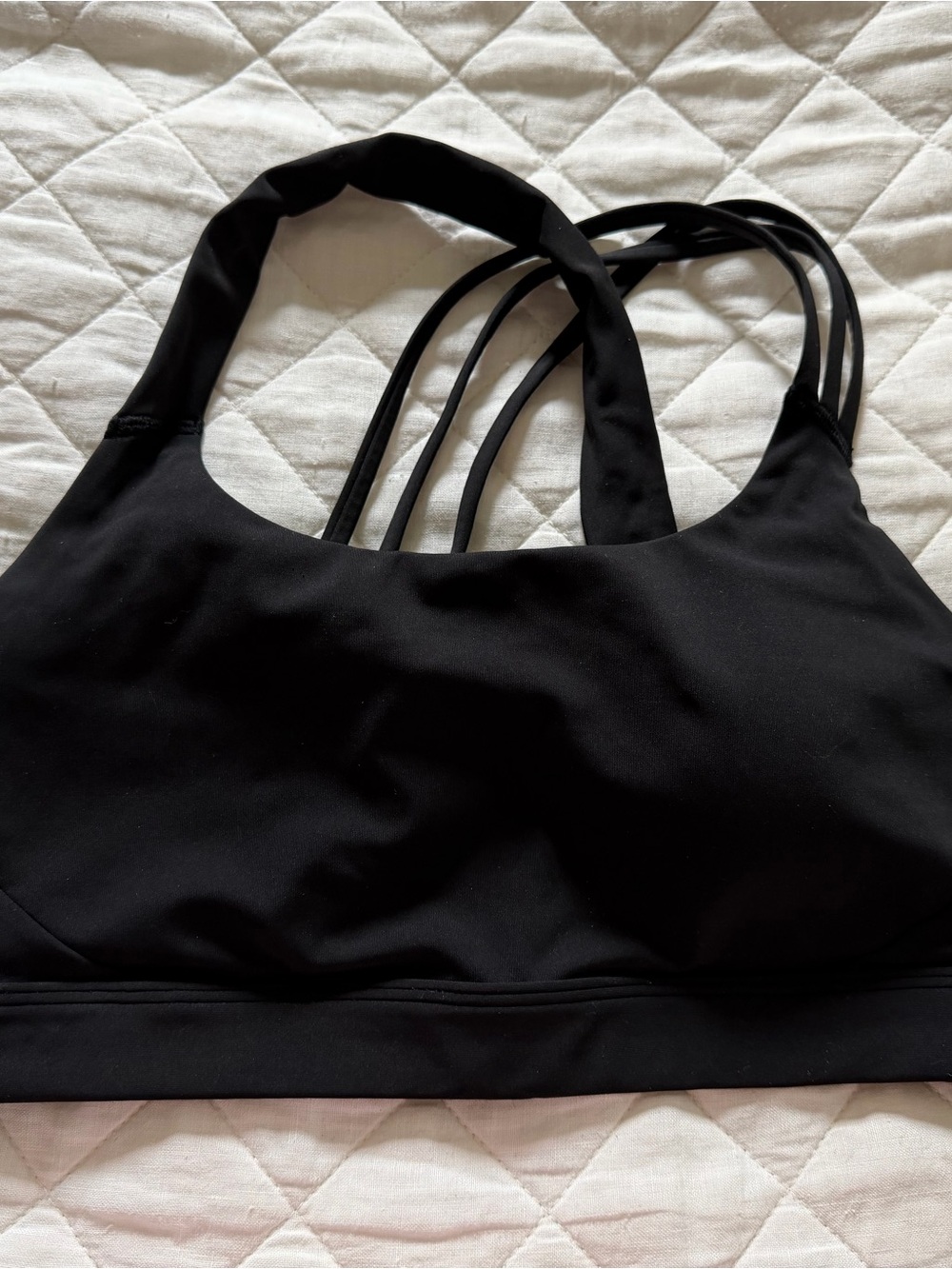 Athleta L Black Train Free A-C Sports Bra EUC
